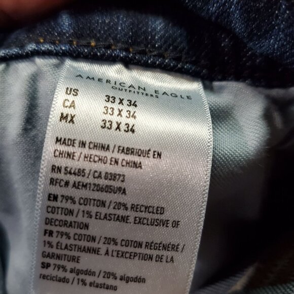 American Eagle Outfitters Jeans Mens 33x34 Blue Relaxed Straight Flex - Picture 4 of 10